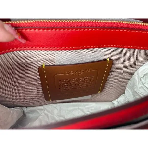 New! Coach Hero Shoulder Bag Sport Red Accordion Style Hangtag Strap Crossbody - Picture 8 of 10